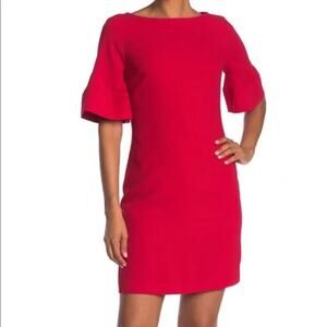 Trina Turk Sojourn Bell Sleeve Lined Sheath Dress Size 0 Crimson NWT
